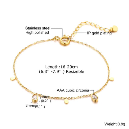 Simple Style Classic Style Heart Shape Titanium Steel Rhinestones Bracelets In Bulk