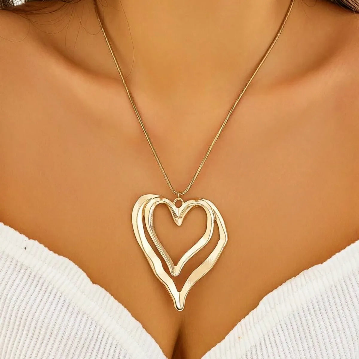 Simple Style Classic Style Heart Shape Zinc Alloy Women's Pendant Necklace