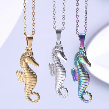 Simple Style Classic Style Hippocampus 304 Stainless Steel Plating Women'S Pendant Necklace