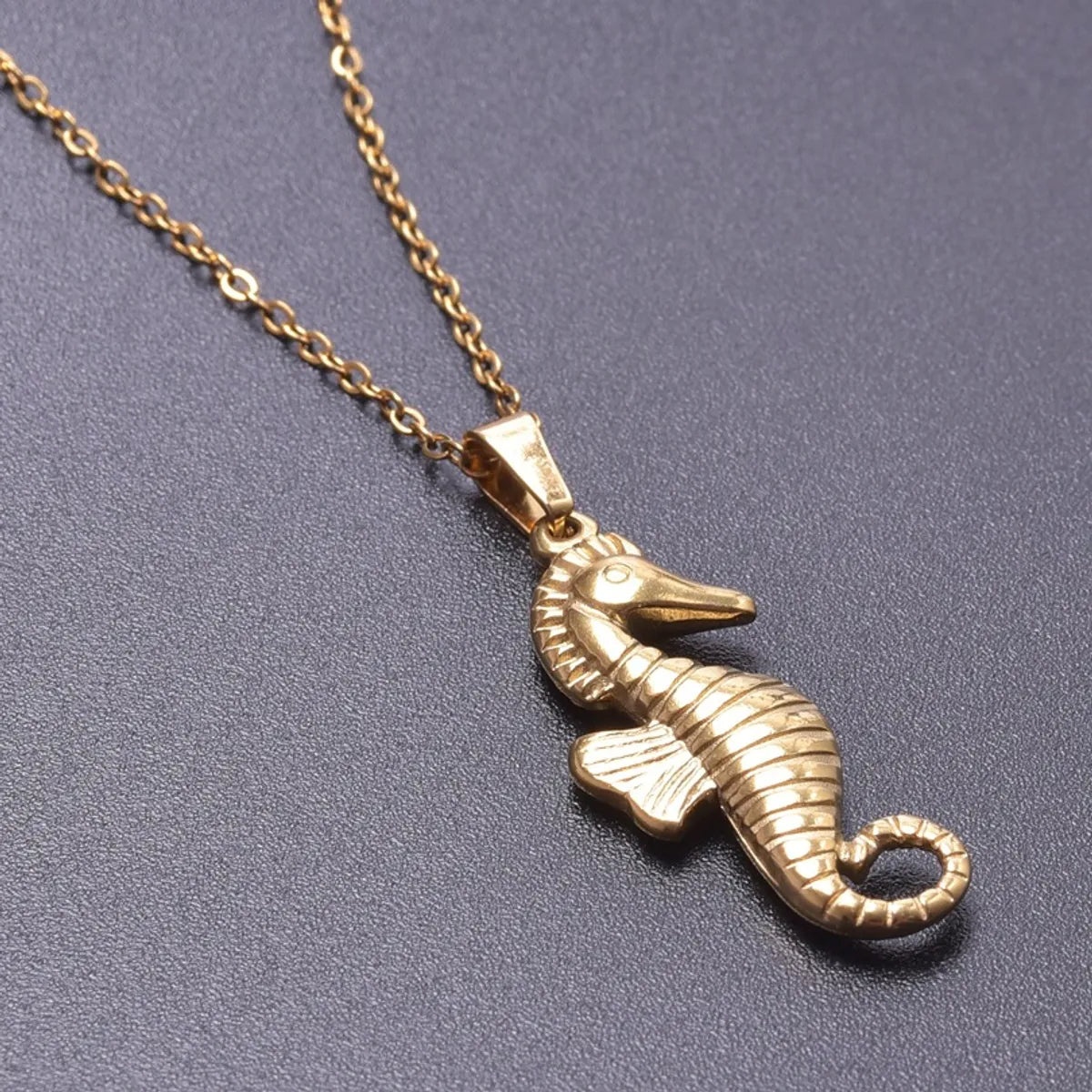 Simple Style Classic Style Hippocampus 304 Stainless Steel Plating Women'S Pendant Necklace