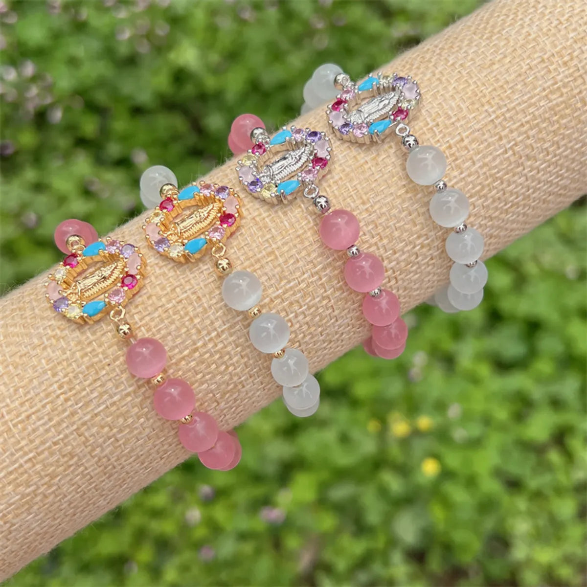 Simple Style Classic Style Human Zircon Opal Copper Wholesale Bracelets