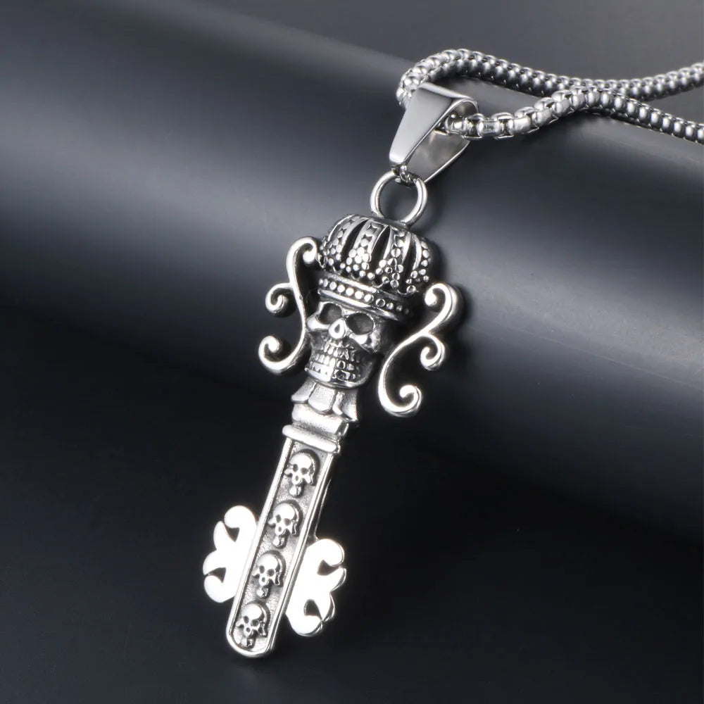 Simple Style Classic Style Key Skull 304 Stainless Steel Polishing Men'S Pendant Necklace