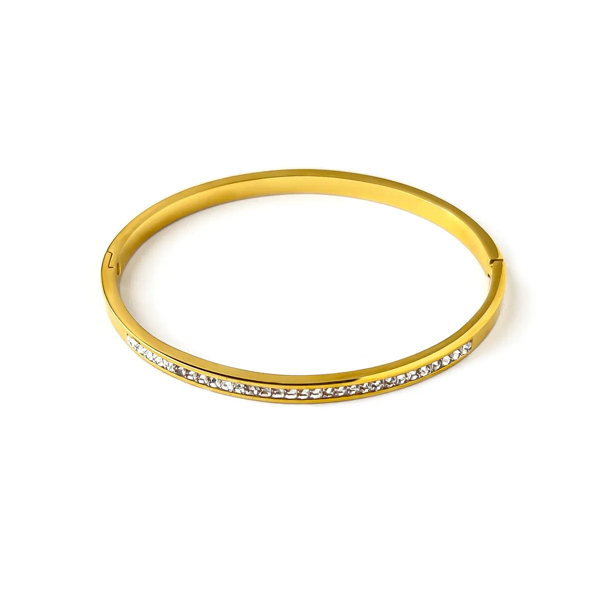 Simple Style Classic Style Korean Style Geometric 304 Stainless Steel 18K Gold Plated Zircon Bangle In Bulk