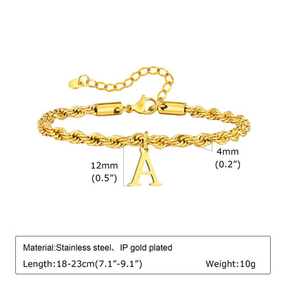 Simple Style Classic Style Letter 201 Stainless Steel 18K Gold Plated Bracelets In Bulk