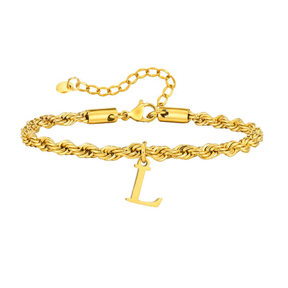 Simple Style Classic Style Letter 201 Stainless Steel 18K Gold Plated Bracelets In Bulk