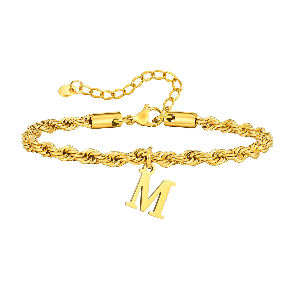 Simple Style Classic Style Letter 201 Stainless Steel 18K Gold Plated Bracelets In Bulk