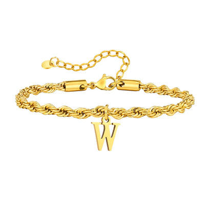 Simple Style Classic Style Letter 201 Stainless Steel 18K Gold Plated Bracelets In Bulk