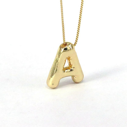 Simple Style Classic Style Letter Copper 18k Gold Plated Pendant Necklace In Bulk