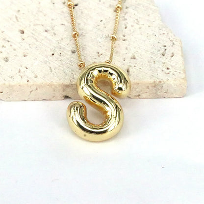 Simple Style Classic Style Letter Copper 18k Gold Plated Pendant Necklace In Bulk