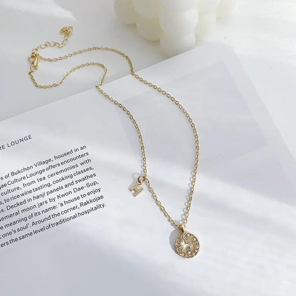 Simple Style Classic Style Letter Gold Plated Artificial Rhinestones Alloy Wholesale Pendant Necklace