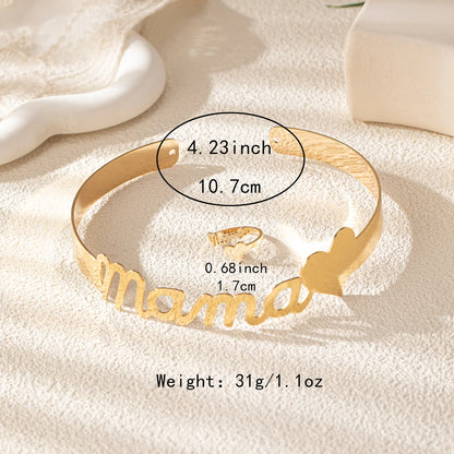 Simple Style Classic Style Letter Heart Shape 14K Gold Plated Alloy Wholesale Rings Jewelry Set