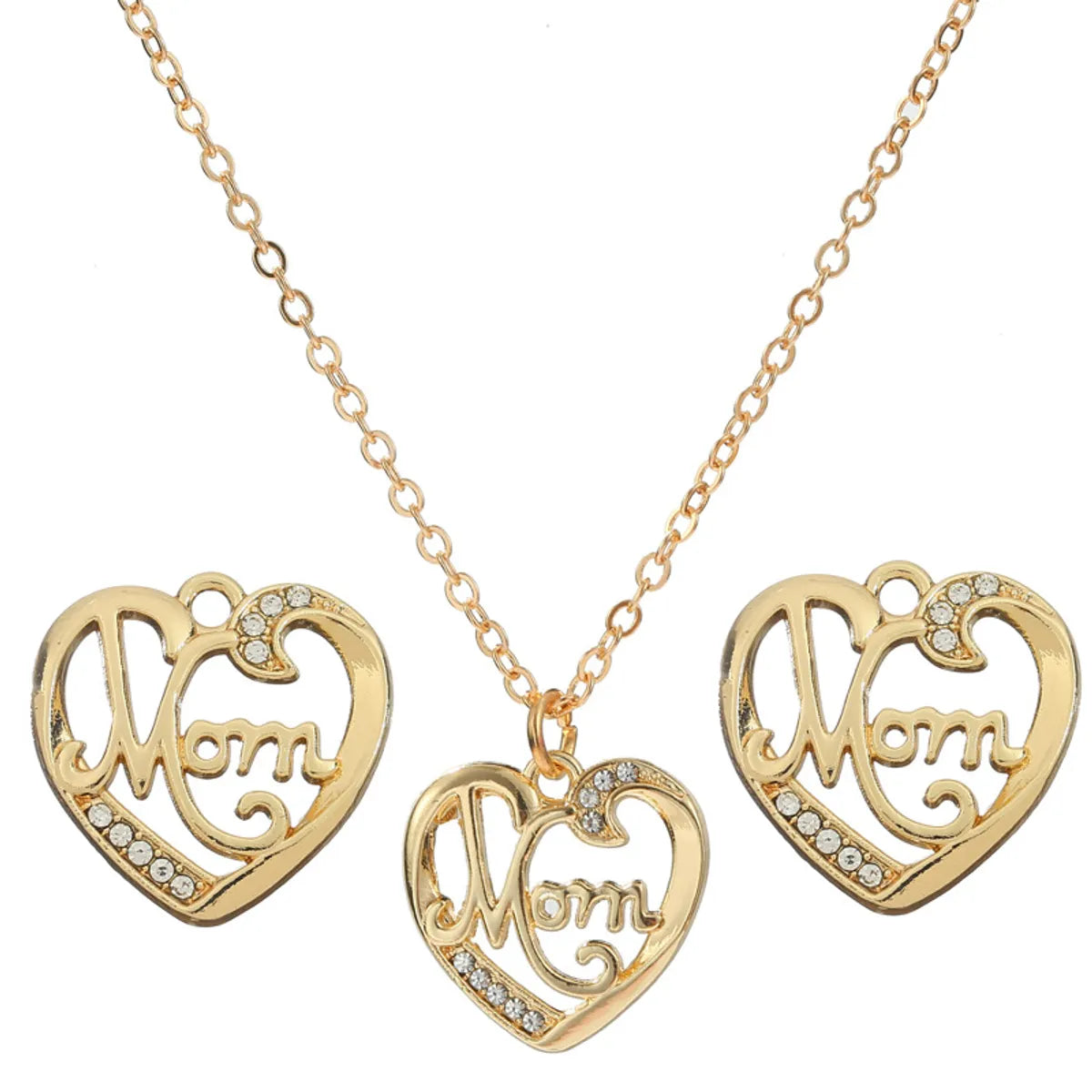 Simple Style Classic Style Letter Heart Shape Zircon Alloy Wholesale Pendant Necklace