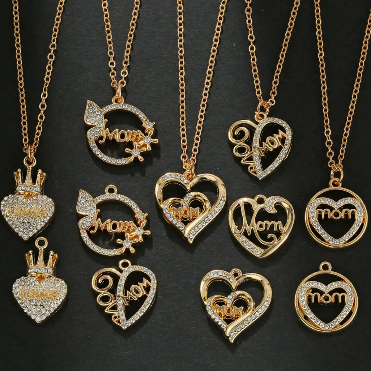 Simple Style Classic Style Letter Heart Shape Zircon Alloy Wholesale Pendant Necklace