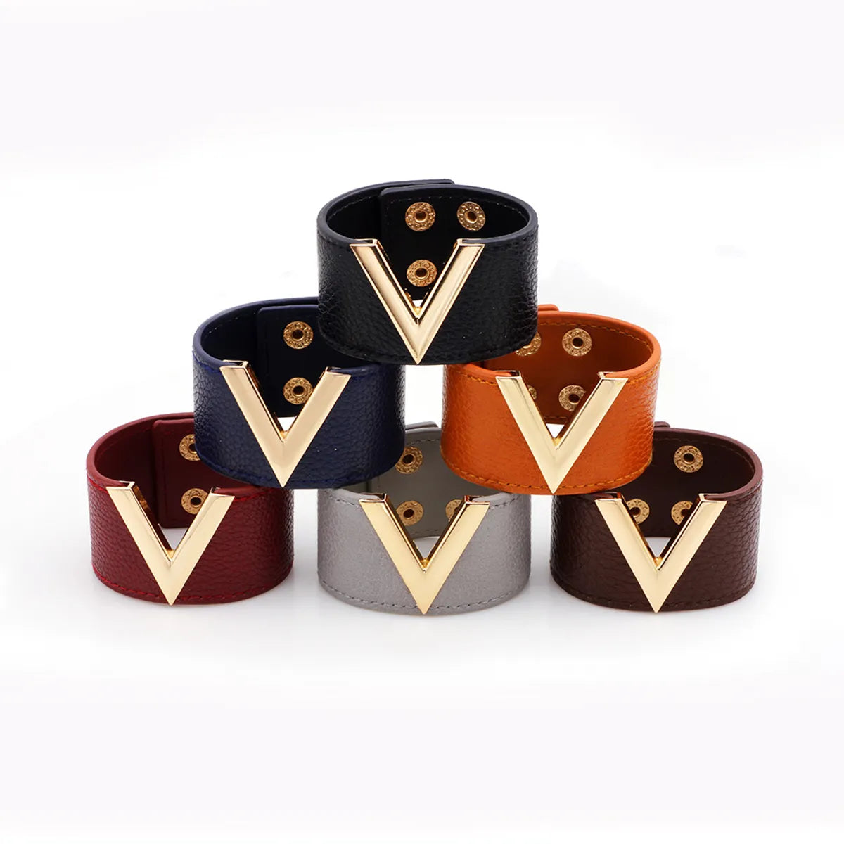 Simple Style Classic Style Letter Pu Leather Alloy Wholesale Bangle