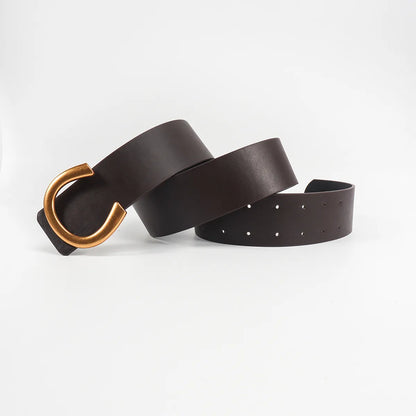 Simple Style Classic Style Letter Solid Color Pu Leather Buckle Women'S Leather Belts