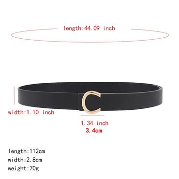 Simple Style Classic Style Letter Solid Color Pu Leather Buckle Women'S Leather Belts