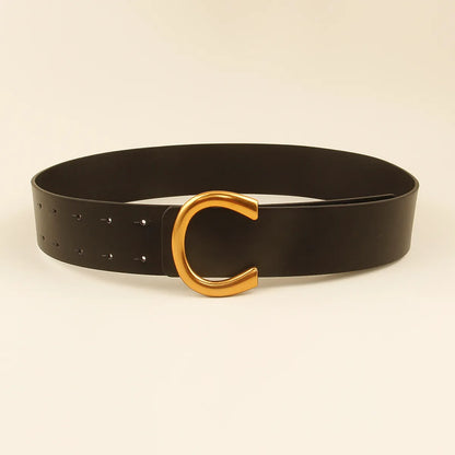 Simple Style Classic Style Letter Solid Color Pu Leather Buckle Women'S Leather Belts