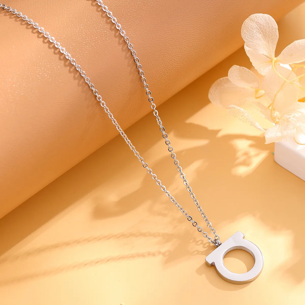 Simple Style Classic Style Letter Stainless Steel Plating Inlay Zircon Gold Plated Silver Plated Pendant Necklace