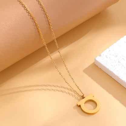 Simple Style Classic Style Letter Stainless Steel Plating Inlay Zircon Gold Plated Silver Plated Pendant Necklace