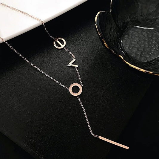 Simple Style Classic Style Letter Stainless Steel Titanium Steel Rose Gold Plated Necklace