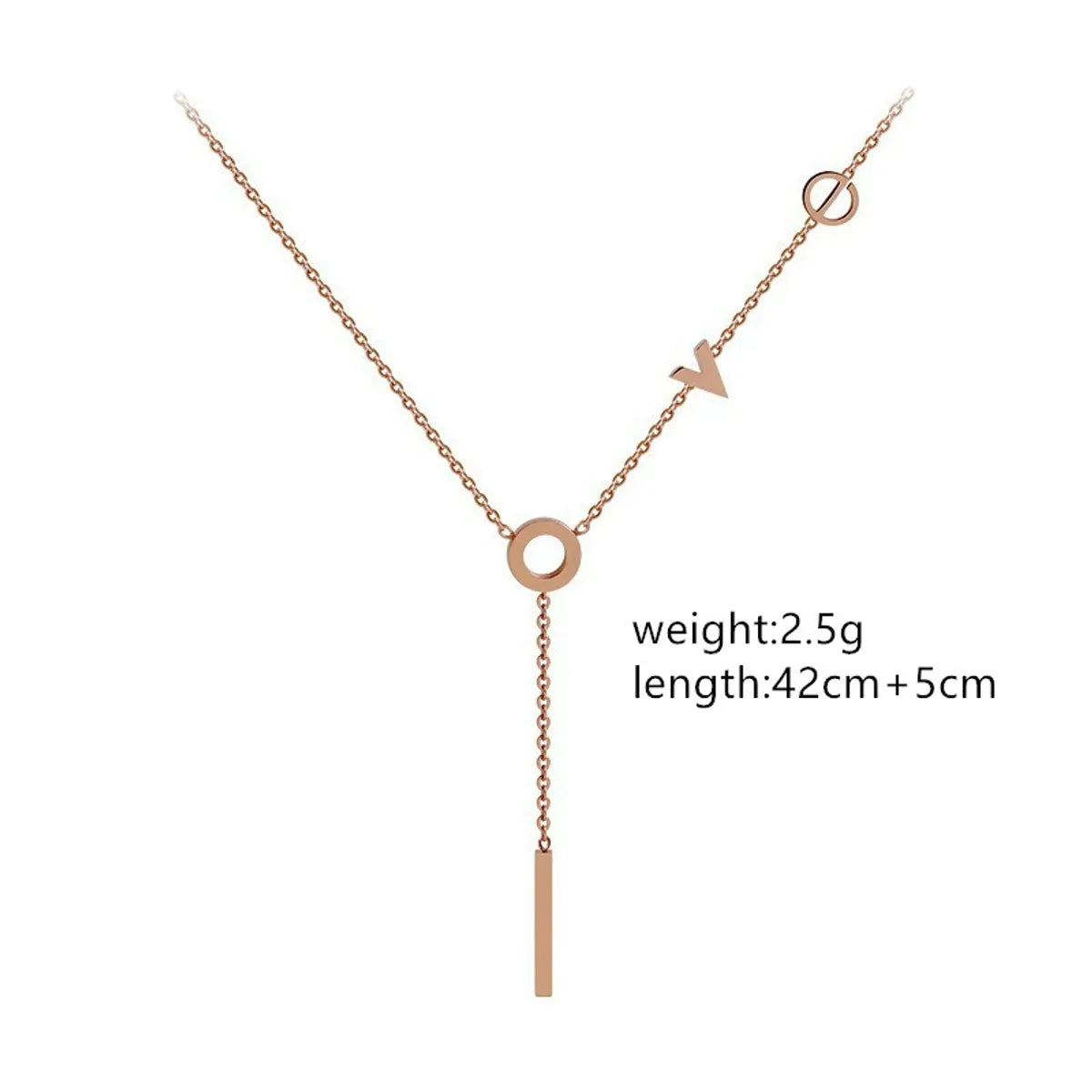 Simple Style Classic Style Letter Stainless Steel Titanium Steel Rose Gold Plated Necklace