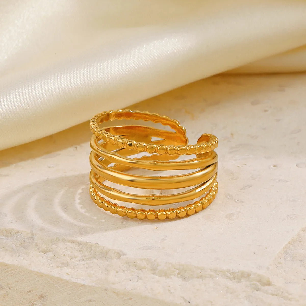 Simple Style Classic Style Lines Stainless Steel Plating 18k Gold Plated Open Rings