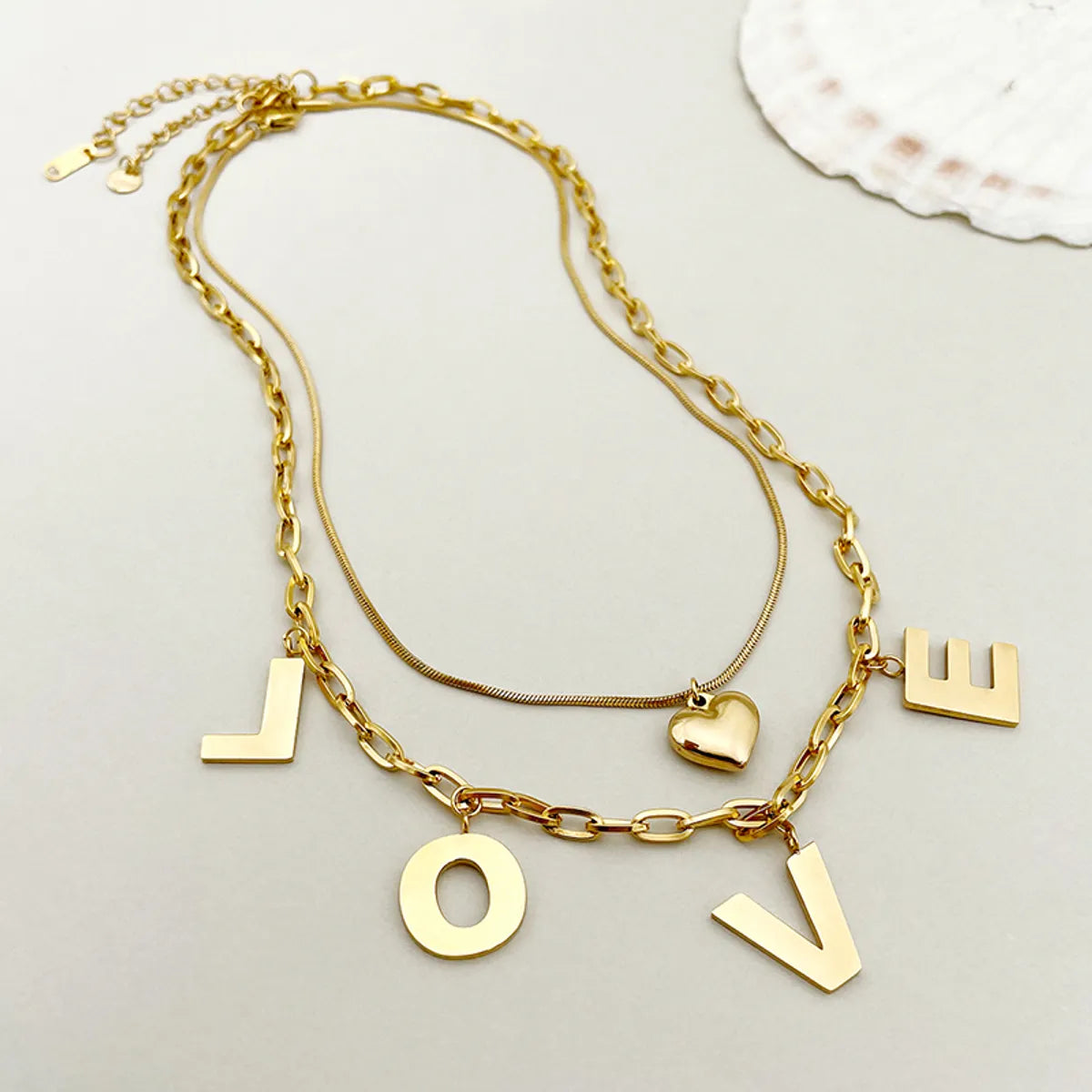 Simple Style Classic Style Love Heart Shape Stainless Steel Plating Gold Plated Necklace