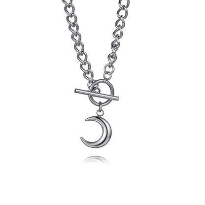 Simple Style Classic Style Moon Stainless Steel Pendant Necklace In Bulk