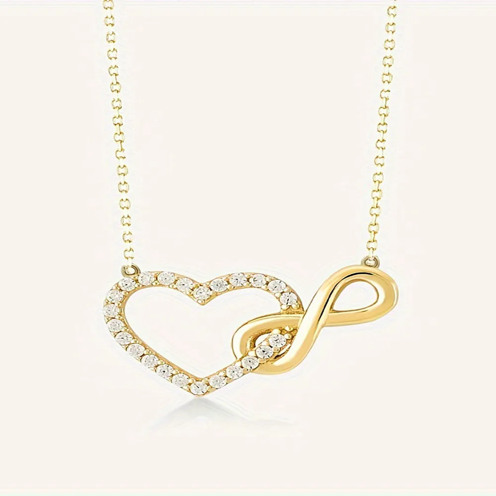 Simple Style Classic Style Number Heart Shape Alloy Plating Inlay Rhinestones K Gold Plated Women'S Pendant Necklace