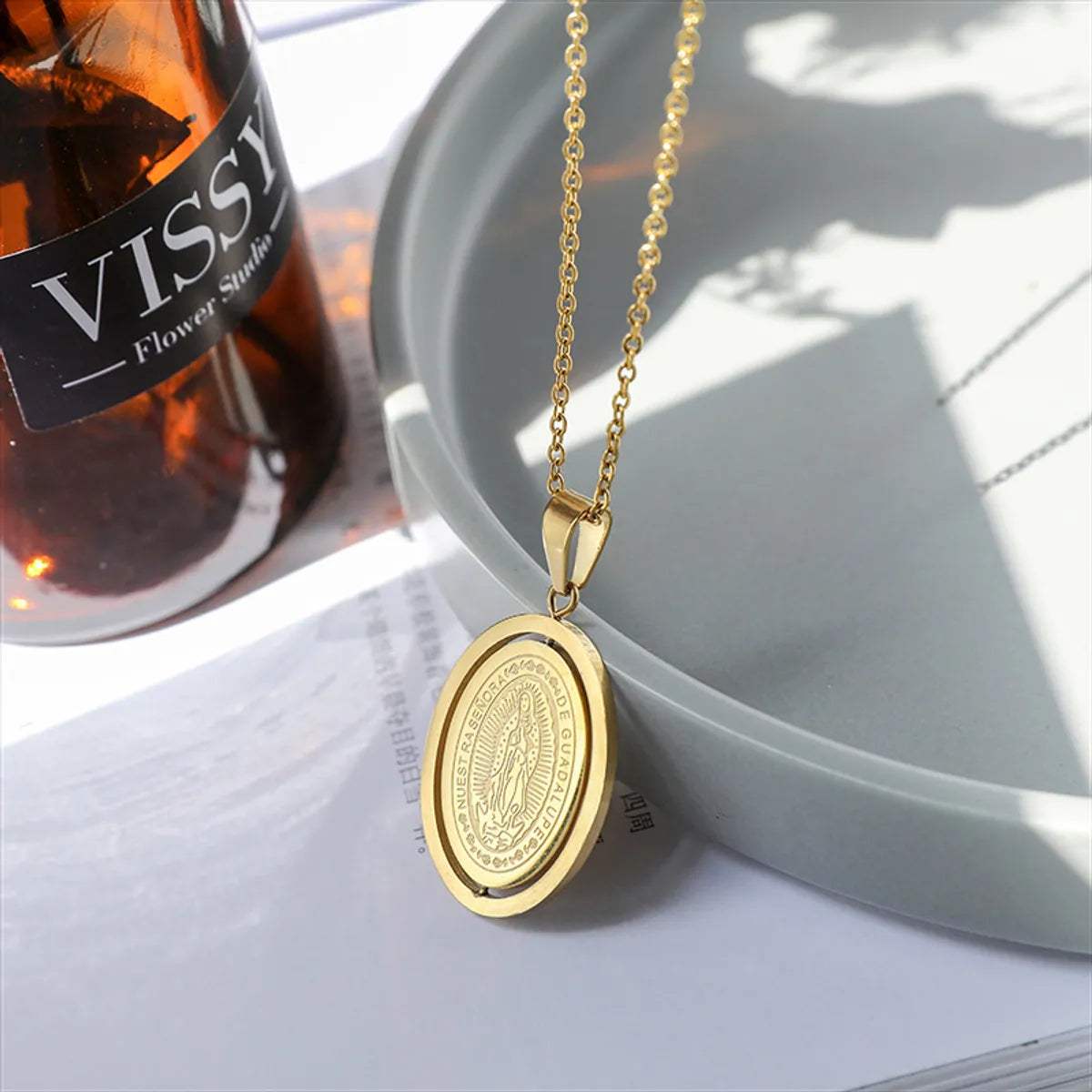 Simple Style Classic Style Oval 304 Stainless Steel Unisex Pendant Necklace