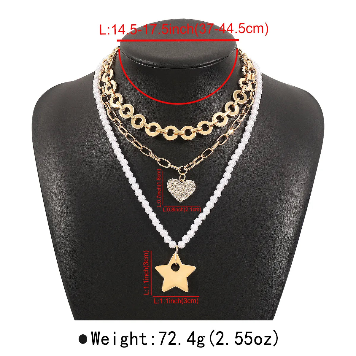 Simple Style Classic Style Pentagram Star Heart Shape Imitation Pearl Alloy Glass Wholesale Layered Necklaces