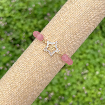 Simple Style Classic Style Pentagram Virgin Mary 18K Gold Plated Zircon Opal Copper Wholesale Bracelets