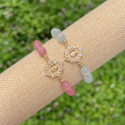 Simple Style Classic Style Pentagram Virgin Mary 18K Gold Plated Zircon Opal Copper Wholesale Bracelets