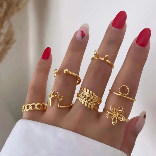 Simple Style Classic Style Rabbit Floral Alloy Hollow Out Women's Rings