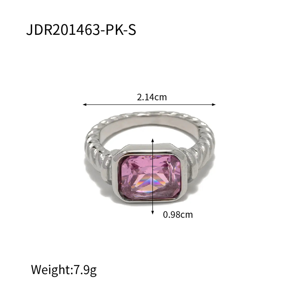 Simple Style Classic Style Rectangle 316 Stainless Steel  Zircon Rings In Bulk