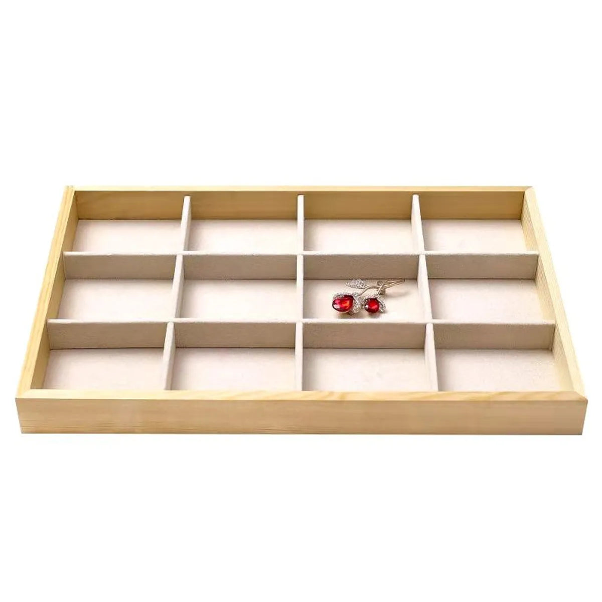 Simple Style Classic Style Rectangle Solid Wood Jewelry Rack