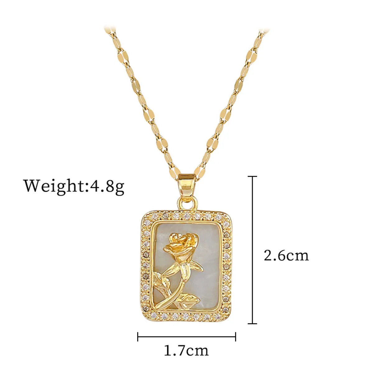 Simple Style Classic Style Rose Titanium Steel Copper Artificial Gemstones Pendant Necklace In Bulk