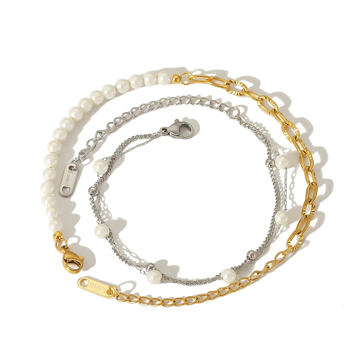 Simple Style Classic Style Round 304 Stainless Steel 18K Gold Plated Bracelets In Bulk