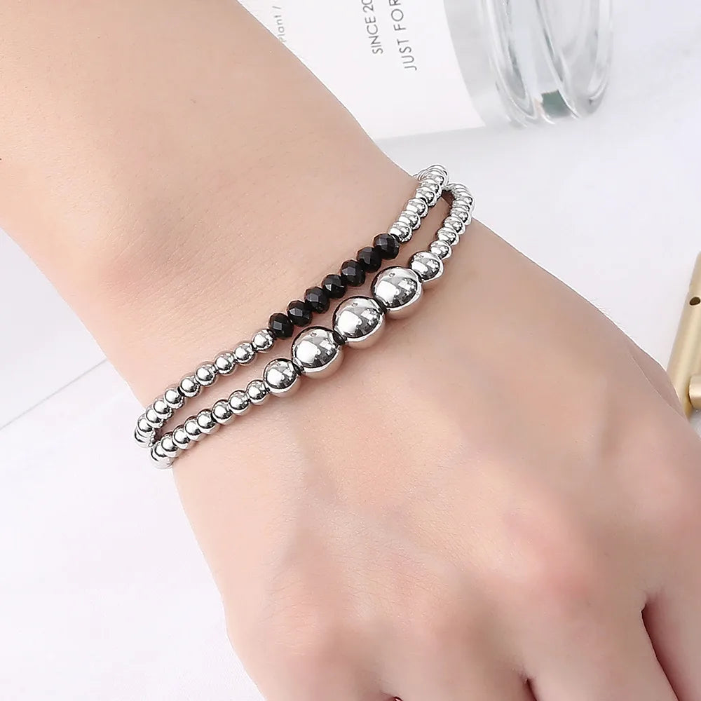 Simple Style Classic Style Round 304 Stainless Steel Bracelets In Bulk