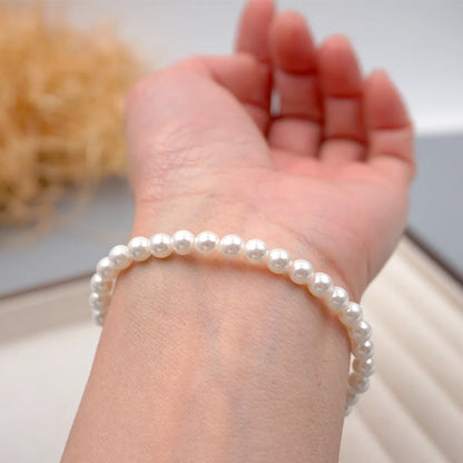 Wholesale Jewelry Simple Style Classic Style Round 304 Stainless Steel Imitation Pearl Titanium Steel Beaded Bracelets