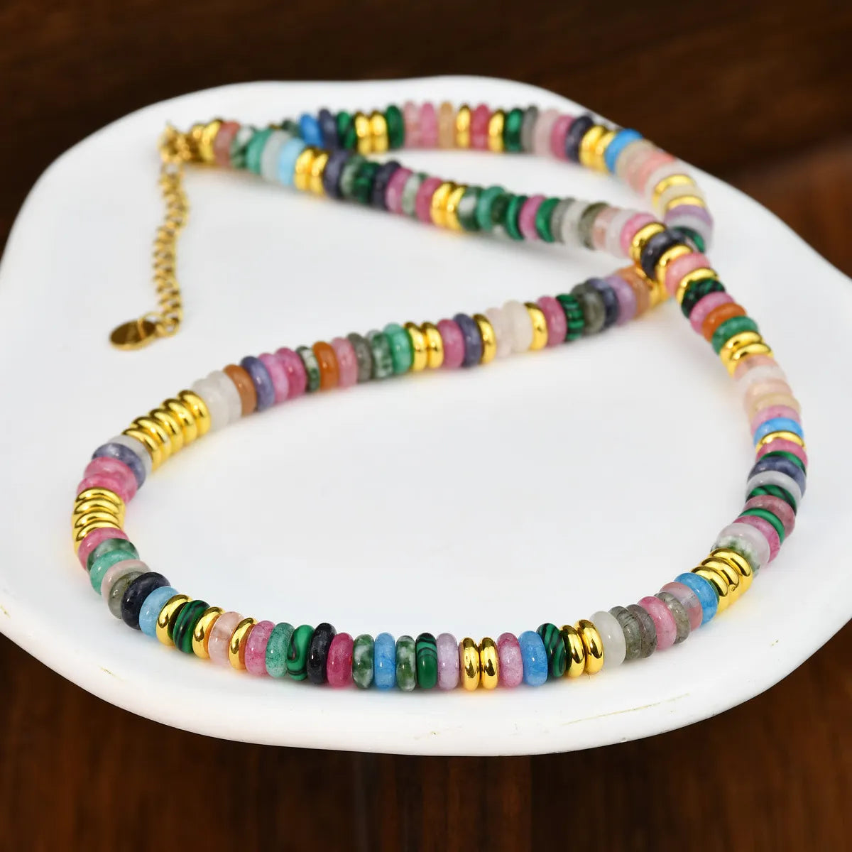 Simple Style Classic Style Round 316L Stainless Steel  Synthetic Gemstones Wholesale Necklace