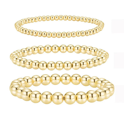 Simple Style Classic Style Round Alloy Beaded Handmade Plating Gold Plated Unisex Bracelets