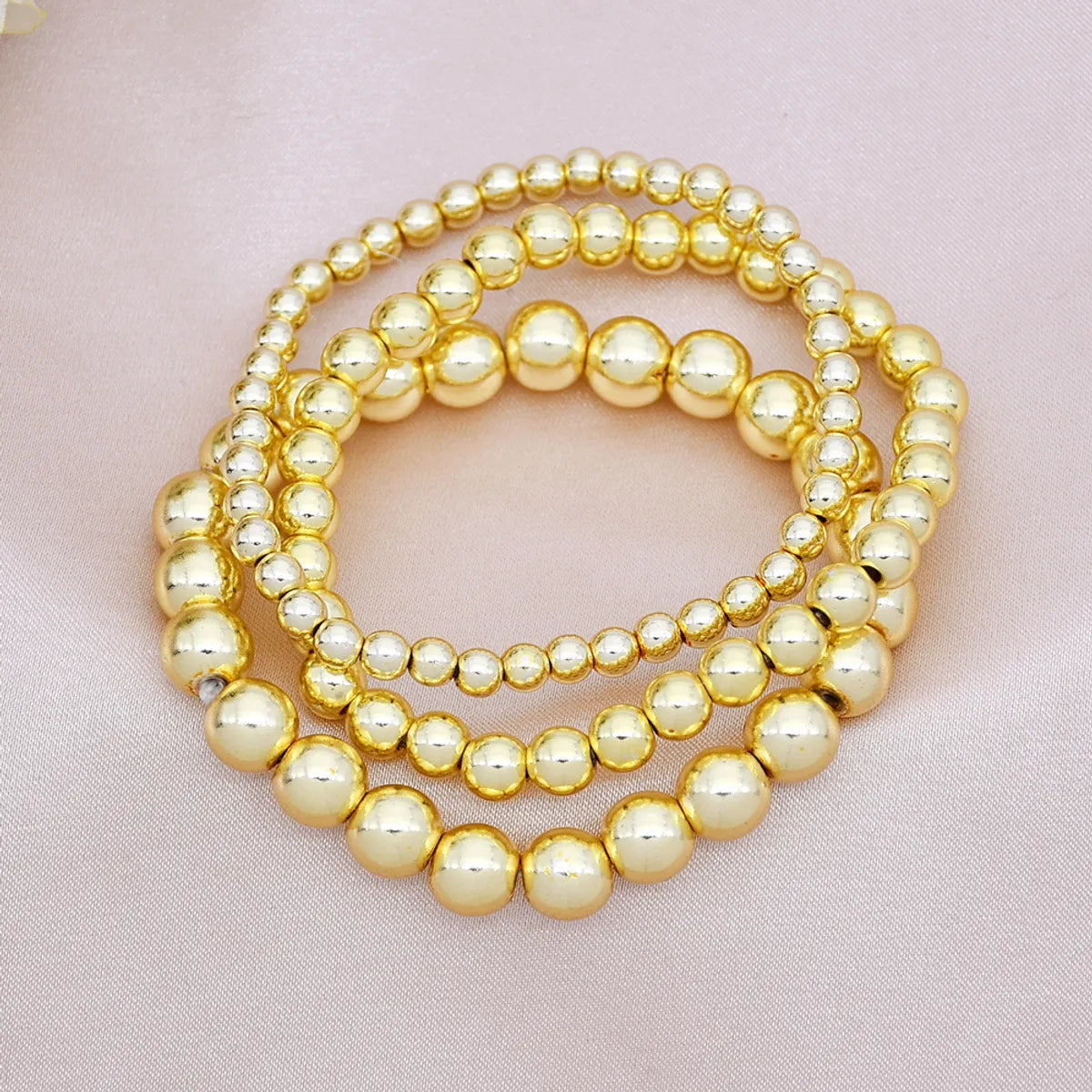 Simple Style Classic Style Round Alloy Beaded Handmade Plating Gold Plated Unisex Bracelets