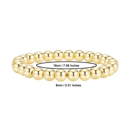 Simple Style Classic Style Round Alloy Beaded Handmade Plating Gold Plated Unisex Bracelets