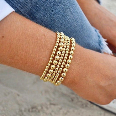 Simple Style Classic Style Round Alloy Beaded Handmade Plating Gold Plated Unisex Bracelets