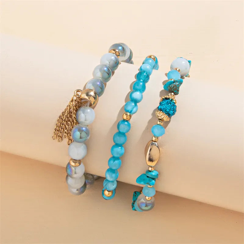 Simple Style Classic Style Round Artificial Crystal Alloy Gravel Wholesale Bracelets