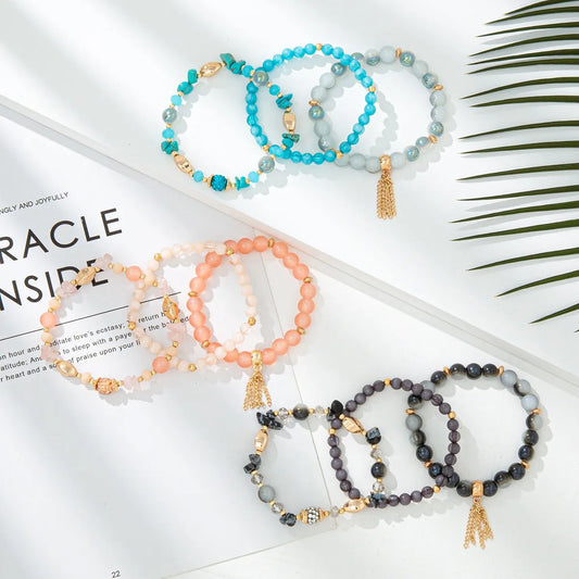 Simple Style Classic Style Round Artificial Crystal Alloy Gravel Wholesale Bracelets