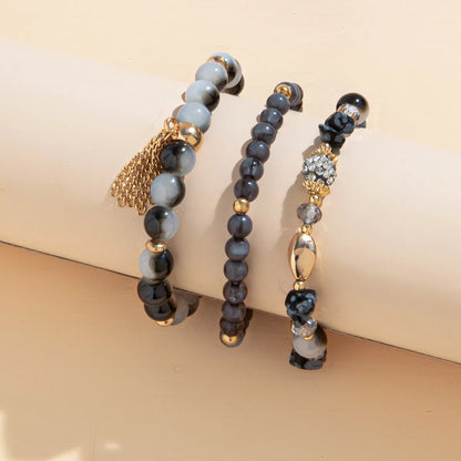 Simple Style Classic Style Round Artificial Crystal Alloy Gravel Wholesale Bracelets