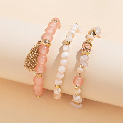 Simple Style Classic Style Round Artificial Crystal Alloy Gravel Wholesale Bracelets