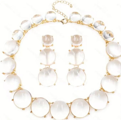 Simple Style Classic Style Round Arylic Artificial Crystal Inlay Crystal Women'S Earrings Necklace